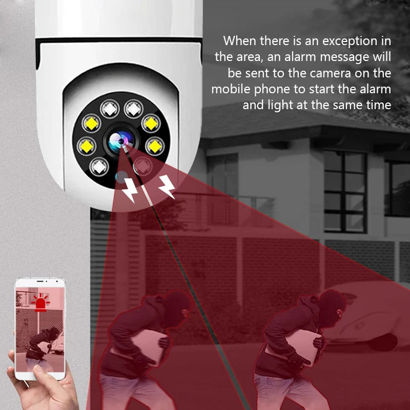 Câmera de Vigilância Bulbo com Visão Noturna, 5G, WiFi