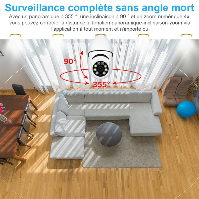 Câmera de Vigilância Bulbo com Visão Noturna, 5G, WiFi