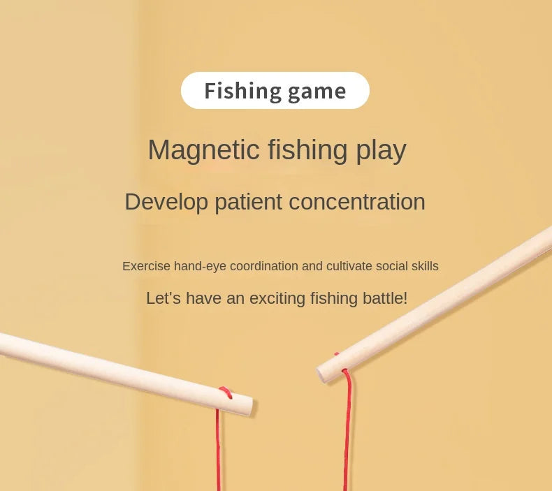 Montessori brinquedos de pesca de madeira para crianças