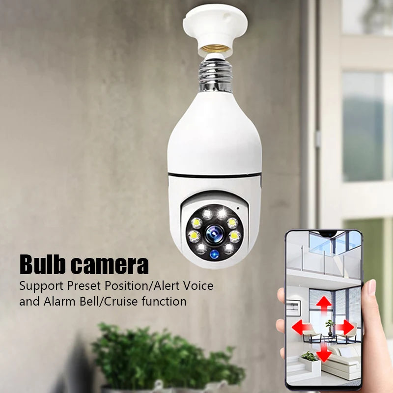 Câmera de Vigilância Bulbo com Visão Noturna, 5G, WiFi