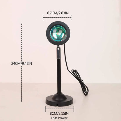 Luz de projeção USB Sunset, controle remoto 16 cores, 180 °   Rotação