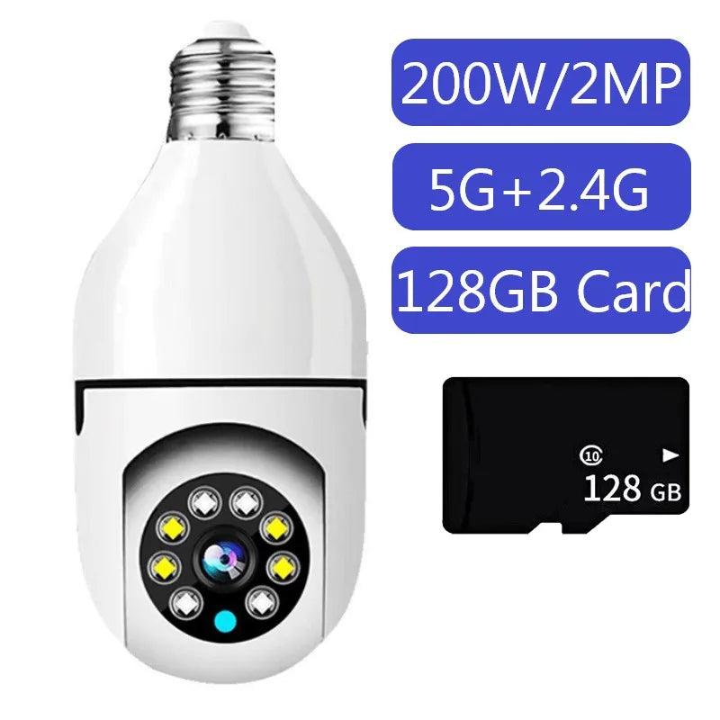 Câmera de Vigilância Bulbo com Visão Noturna, 5G, WiFi