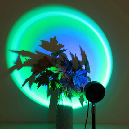 Luz de projeção USB Sunset, controle remoto 16 cores, 180 °   Rotação